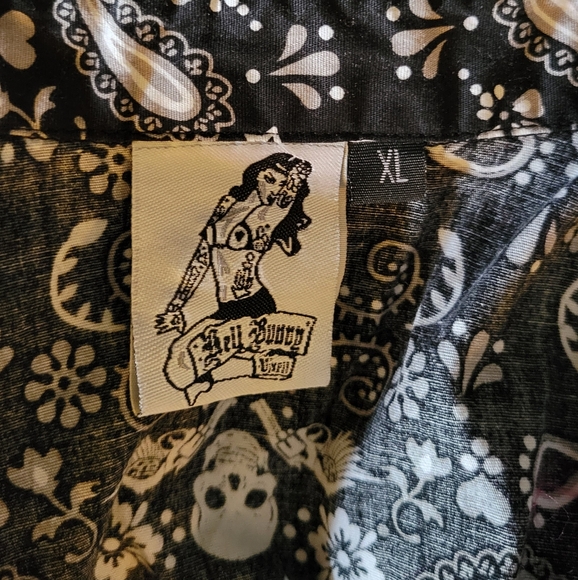 Hell bunny, bandana skull print, button-up, waist tie, sleeveless, XL, vixen - Picture 8 of 10